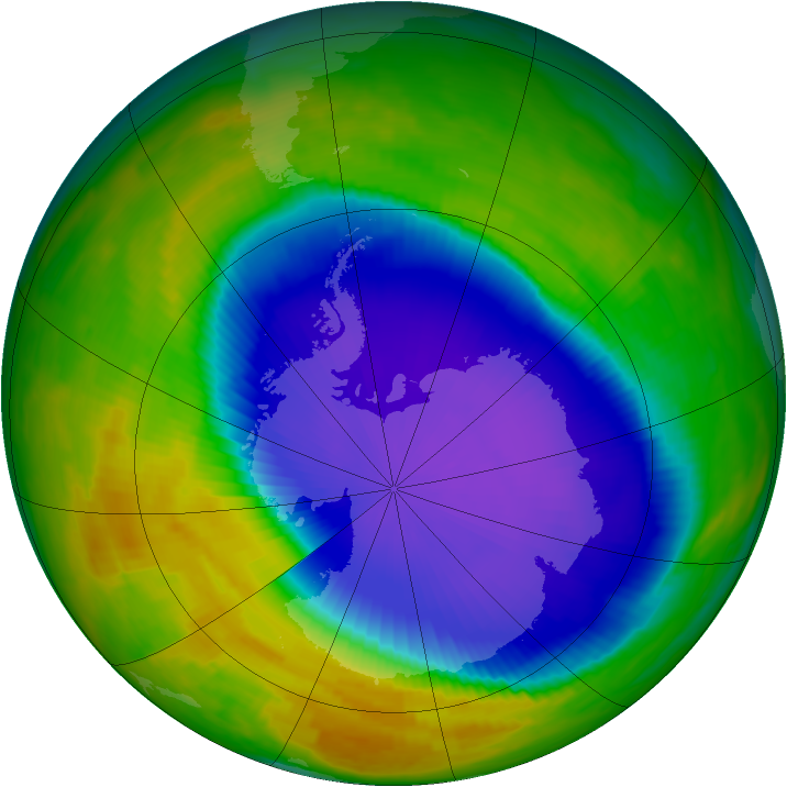 Antarctic ozone map for 16 October 1996